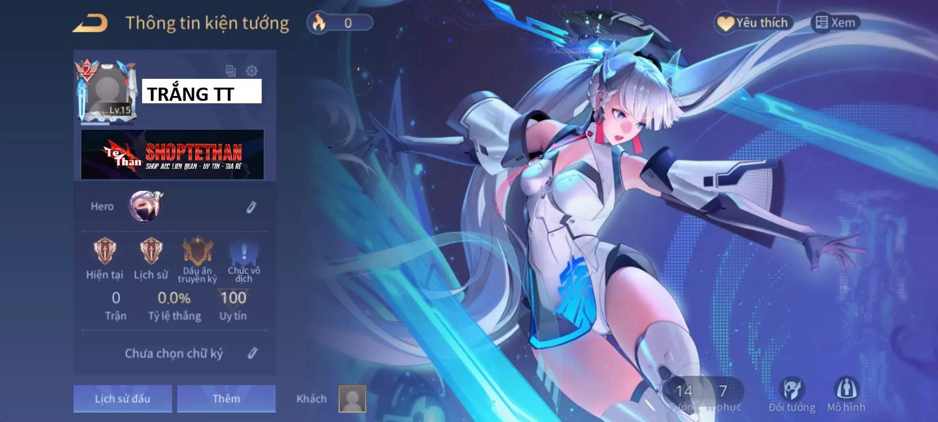 (SALE) ACC REG LQ: Airi bích hải thánh nữ, sẵn tướng, trắng thông tin, free đổi tên
